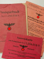 Deutsche Reichspost, Kündigungs- und Rückzahlungsscheine zum Postsparbuch, Postsparbuch und Ausweiskarte, datiert 1944