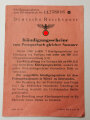 Deutsche Reichspost, Kündigungs- und Rückzahlungsscheine zum Postsparbuch, Postsparbuch und Ausweiskarte, datiert 1944