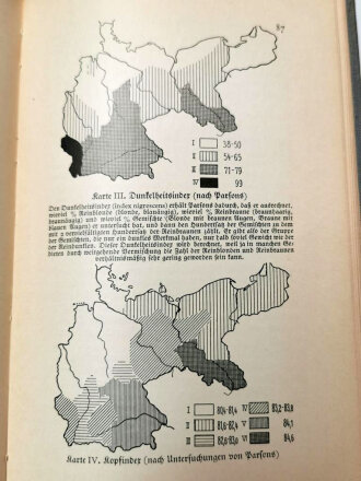 "Kleine Rassenkunde des deutschen Volkes", datiert 1933, 151 Seiten, fleckig