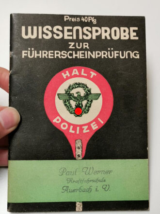 "Wissensprobe zur Führerscheinprüfung", 40 Seiten, DIN A6