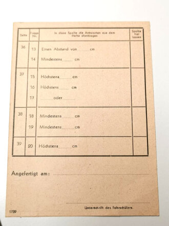 "Wissensprobe zur Führerscheinprüfung", 40 Seiten, DIN A6