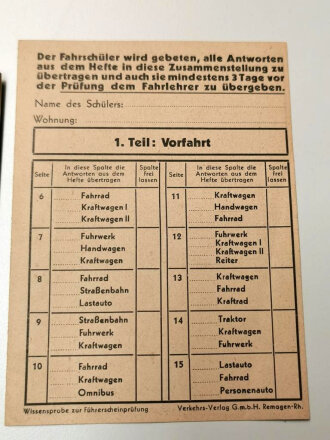 "Wissensprobe zur Führerscheinprüfung", 40 Seiten, DIN A6