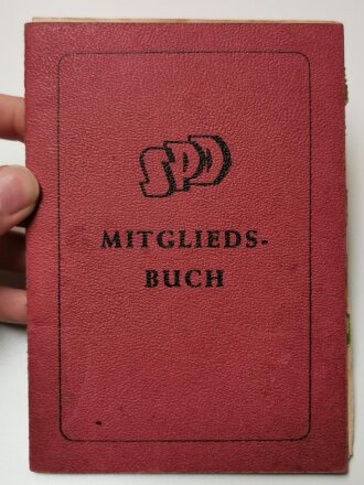 SPD Mitgliedsbuch von 1951 eines Angehörigen aus Geislingen der bereits 1919 in die SPD eingetreten war, DIN A6