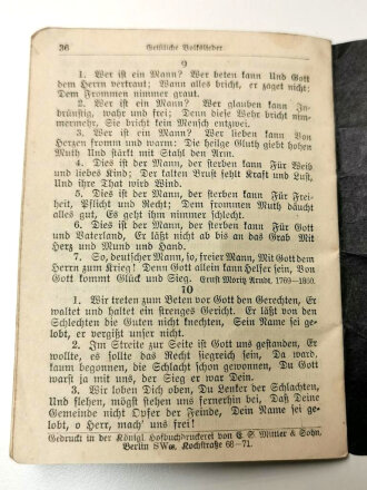 "Feldgesangbuch für die evangelischen Mannschaften des Heeres" Berlin 1897, unter DIN A6