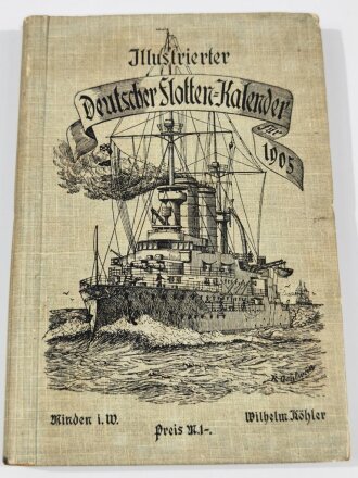 "Illustrierter Deutscher Flotten-Kalendar für 1905", DIN A5, aus Raucheraushalt