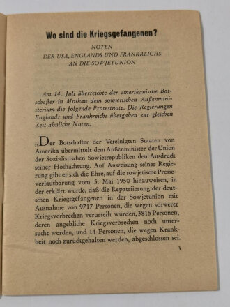Deutschland nach 1945 "Sie sind nicht vergessen", 29 Seiten, DIN A6, aus Raucherhaushalt
