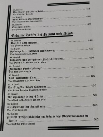 "Die Weltkriegs Spionage" Verlag: Moser, München, 1931 . Wiegt 4,5kg