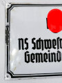 NS Volkswohlfahrt, Emailleschild "NS Schwesternschaft Gemeindestation" Maße 35,5 x 37,5cm. An den Ecken leicht nachlackiert, sonst guter Zustand