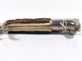 Extraseitengewehr KS98 mit Hirschhorngriffschalen und  Koppelschuh für Gebirgstruppe oder Jäger,  Herstellermarke von Anton Wingen Junior ,  Solingen, Gefäß und Klinge vernickelt, grüner Filzschutz für Bajonetthalterung,.Scheide verdellt, Originallack