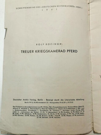 "Freund Pferd" Schriftenreihe des Deutschen...