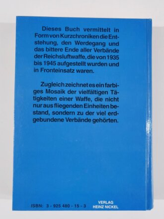 Die Verbände Der Luftwaffe 1935 - 1945, Gliederungen und Kurzchroniken Ein Dokument, Wolfgang Dierich, DIN A5, 703 Seiten, aus Raucherhaushalt