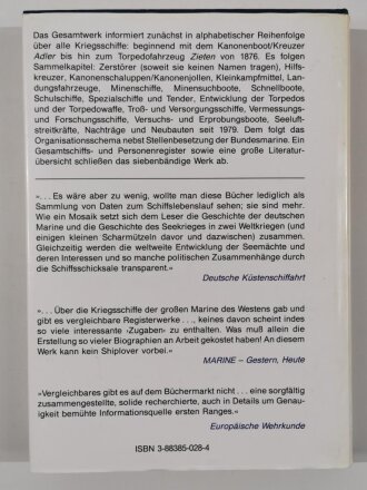 "Die Deutschen Kriegsschiffe Band 5", Biographien - ein Spiegel der Marinegeschichte von 1815  bis zur Gegenwart, Hans H. Hildebrand, Albert Röhr, Hans - Otto Steinmetz, DIN A4, 217 Seiten