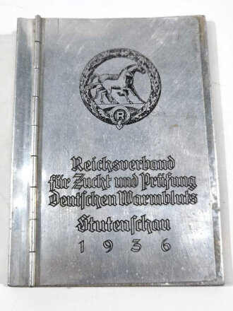 Reichsverband für Zucht und Prüfung deutschen Warmbluts Stutenschau 1936. Notizbuchhülle 12,5 x 17cm