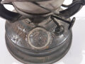 Laterne Feuerhand Nr. 176 , Höhe ohne Griff 21 cm, feldgrauer Originallack, mit Sturmkappe, ungereinigtes Stück, Funktion nicht geprüft