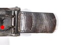 Luftwaffe, Koppelschloss für Mannschaften. Eisen mit resten des Originallack, Lederlasche datiert 1941