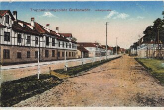 1. Weltkrieg, Ansichtskarte "Truppenübungsplatz Grafenwöhr - Ludwigstraße"