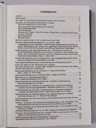 "Rangliste Der Generale Der Deutschen Luftwaffe nach dem Stand vom 20. April 1945", Rudolf Absolon,  DIN A5, 180 Seiten
