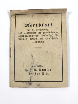 Merkblatt zur Einheitslaterne Reichswehr.