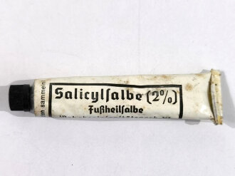 Tube "Fußheilsalbe" Wehrmacht , ungereinigt, NUR FÜR DEKOZWECKE