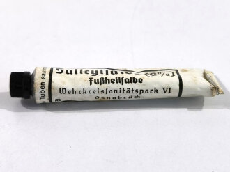 Tube "Fußheilsalbe" Wehrmacht , ungereinigt, NUR FÜR DEKOZWECKE