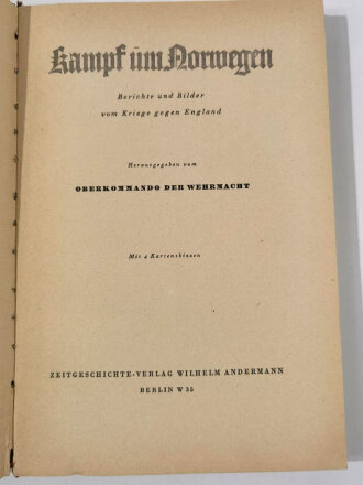 "Kampf um Norwegen" datiert 1940, 160 Seiten, DIN A5, stockflecken