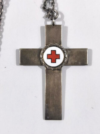 Deutsches Rotes Kreuz, Schwesternkreuz 63mm, an 835er Silber Kette, Kette ist 63 cm lang