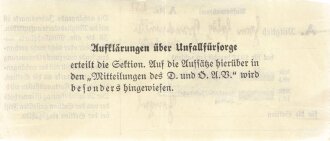 Deutscher und Oesterreichischer Alpenverein Mitgliedskarte mit 1935-1938 bezahlten Mitgliedsbeiträgen