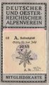 Deutscher und Oesterreichischer Alpenverein Mitgliedskarte mit 1935-1938 bezahlten Mitgliedsbeiträgen