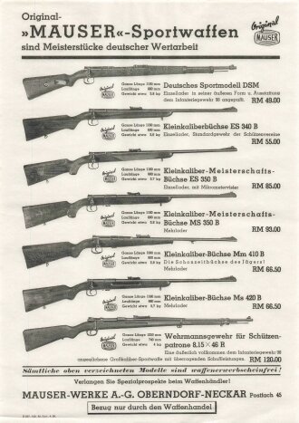 "Original-Mauser-Sportwaffen..." Mauser- Werke...