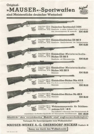 "Original-Mauser-Sportwaffen..." Mauser- Werke...