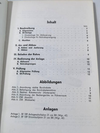 "Bf 109 G-5 Flugzeug Handbuch" REPRODUKTION der Ausgabe Juli 1944, Teil 8 D Sonderwaffenanlage heft1: 21cm BR, DIN A5, aus Raucherhaushalt