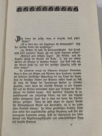 "Die Völkerschlacht bei Leipzig", datiert 1907, 287 Seiten, gebraucht, DIN A5, aus Raucherhaushalt