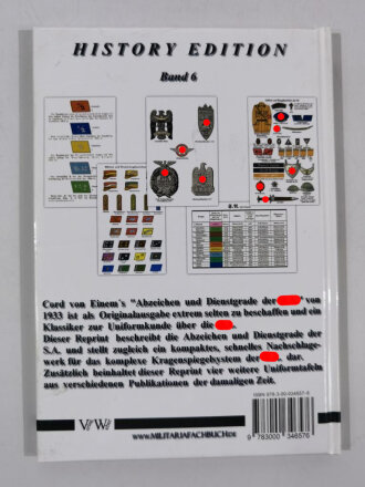 "Abzeichen und Dienstgrade der S. A.", History Edition Band 6, DIN A5, 42 Seiten, aus Raucherhaushalt