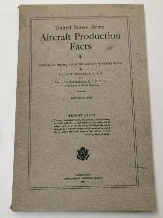 U.S. 1919 dated book "Aircraft Production Facts"