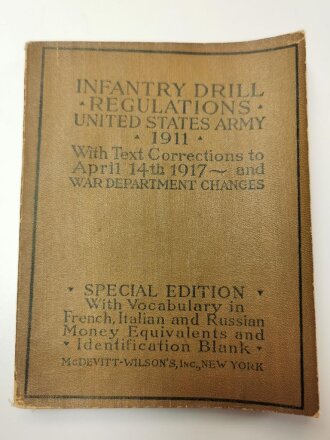 U.S. WWI, Infantry Drill Regulations, United States Army 1911