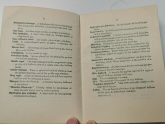 U.S. WWI, Balloon Terms - Definitions and their French Equivalents, U.S. 1918 dated