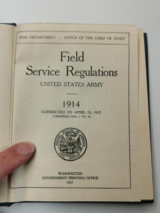 U.S. WWI, Field Service Regulations, U.S. 1914 dated