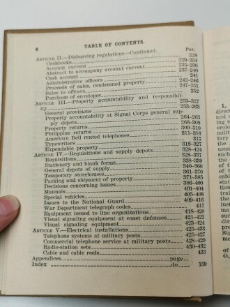 U.S. WWI, Manual No. 7, General, Property, and Disbursing Regulations U.S. Signal Corps, U.S. 1917 dated