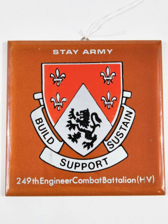 U.S. Army, Wandbild in Form einer Fliese10,5 x 10,5cm "249th Engineer Combat Battailion"