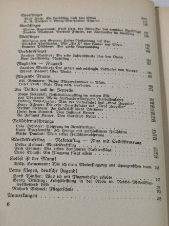 "Das Fliegerbuch der Deutschen Jugend", datiert 1935, 258 Seiten, DIN A5, gebraucht