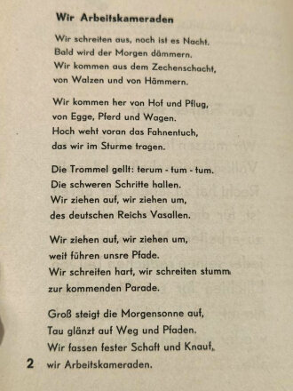 Die Kameradschaft - Blätter für Heimabendgestaltung der HJ, 2. Oktober 1936, Folge 8 "Deutscher Sozialismus: Arbeit und Kameradschaft" 16 Seiten, A5