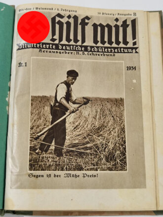 "Hilf Mit!" Illustrierte deutsche Schülerzeitung, ab Oktober Nr. 1 1934 bis September Nr. 12 1935 als Buch gebunden