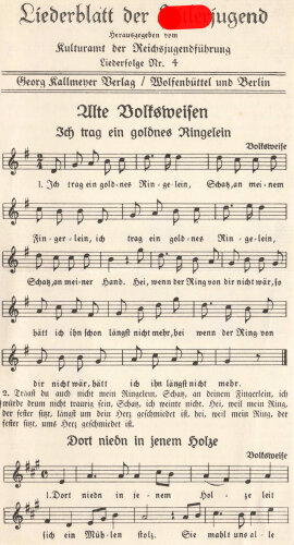 Liederblatt der Hitlerjugend, Liederfolge Nr. 4, geknickt