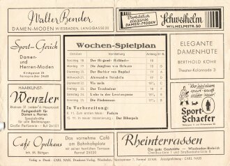 Deutsches Theater Wiesbaden "Via mala" , Progammblatt datiert 1942