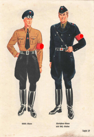 4 Tafeln (24-28) zum Thema DAF - Deutsche Arbeitsfront, vermutlich aus einem Organisationsbuch der NSDAP