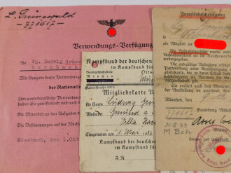 Kampfbund der deutschen Architekten und Ingenieure Ortsgruppe München Ausweis, Verwendungs-Verfügung im Ehrenamtlichen Dienst der NSDAP
