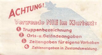 Feind hört mit Hinweis: "Achtung! Verwende NIE im Klartext:...." 7 x 12,5cm