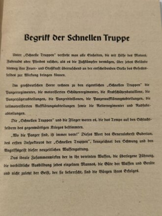 Heft "Schnelle Truppen" Teil I. Panzer und Panzerjäger, Waffenheft des Heeres, DIN A5, 31 Seiten