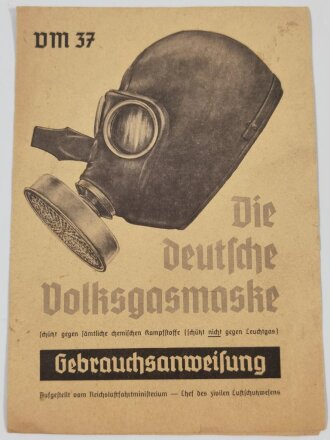 VM 37 "Die deutsche Volksgasmaske - Gebrauchsanweisung" 4 Seiten, DIN A5