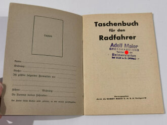 "Taschenbuch für den Radfahrer" blanko, Druckvermerk 1940, 48 Seiten